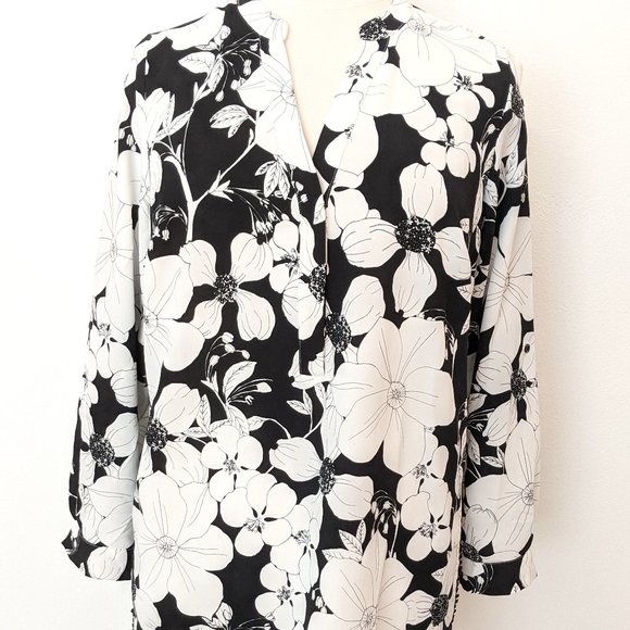 Tunic! Black and White Floral Print - Picture 1 of 8